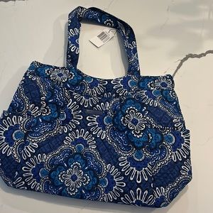 Vera Bradley pleated tote in blue tapestry. New with tags